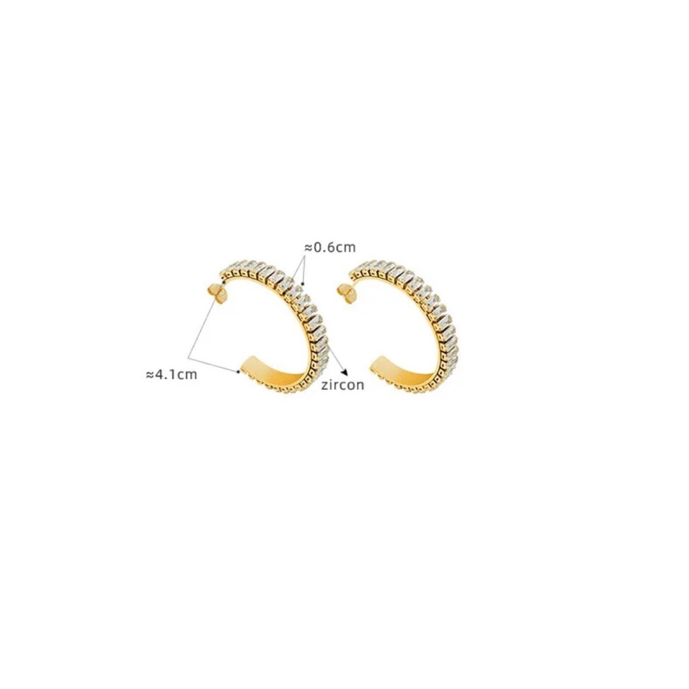 Cubic Zirconia White Gold Plated, Tennis Hoop Earrings - Picture 4 of 4